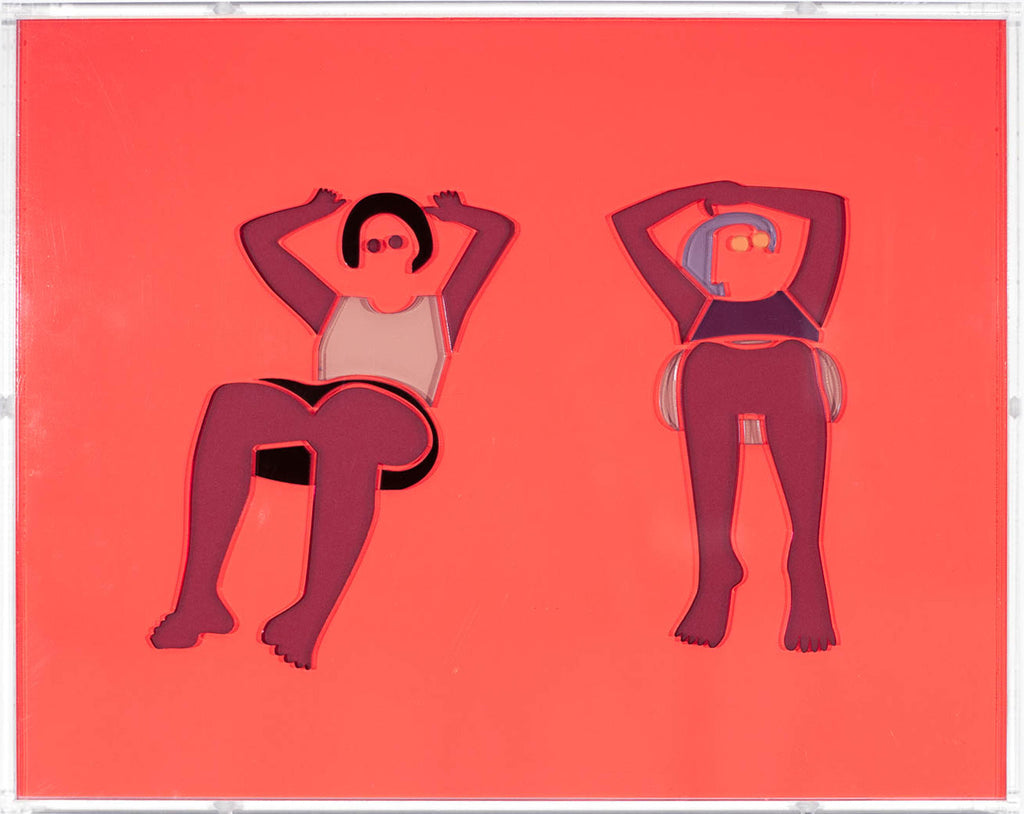 Mixed Media by Dana Bell titled "Two Recline on Beach" - 2.