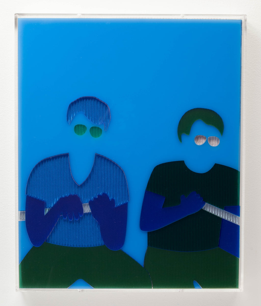 Mixed Media by Dana Bell titled "Two Sit and Row (Blue, Green and White)" - 3.