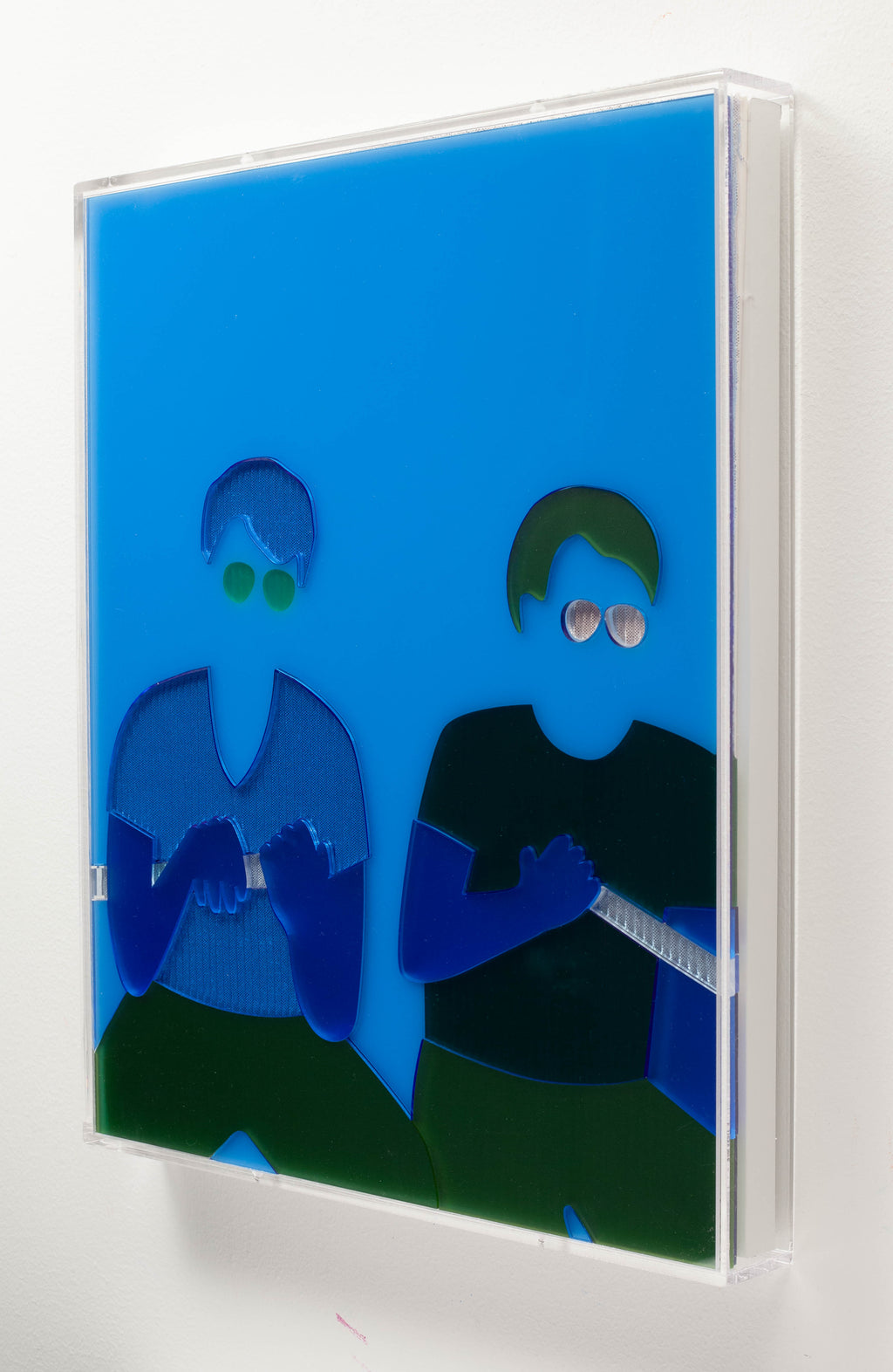 Mixed Media by Dana Bell titled "Two Sit and Row (Blue, Green and White)" - 4.