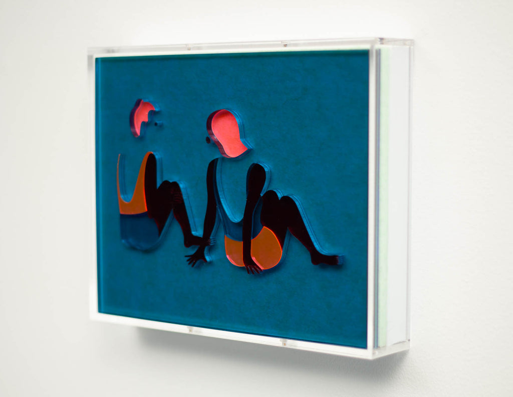 Mixed Media by Dana Bell titled "Two Sit and Talk on Beach" - 3.