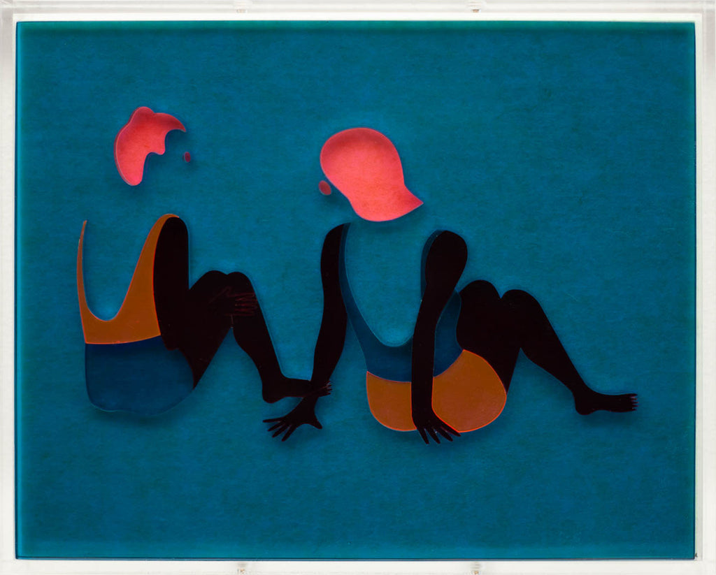 Mixed Media by Dana Bell titled "Two Sit and Talk on Beach" - 2.