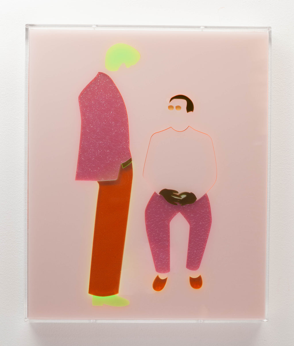 Mixed Media by Dana Bell titled "Two Talk One Stands One Sits (Pink, Orange and Yellow)" - 3.