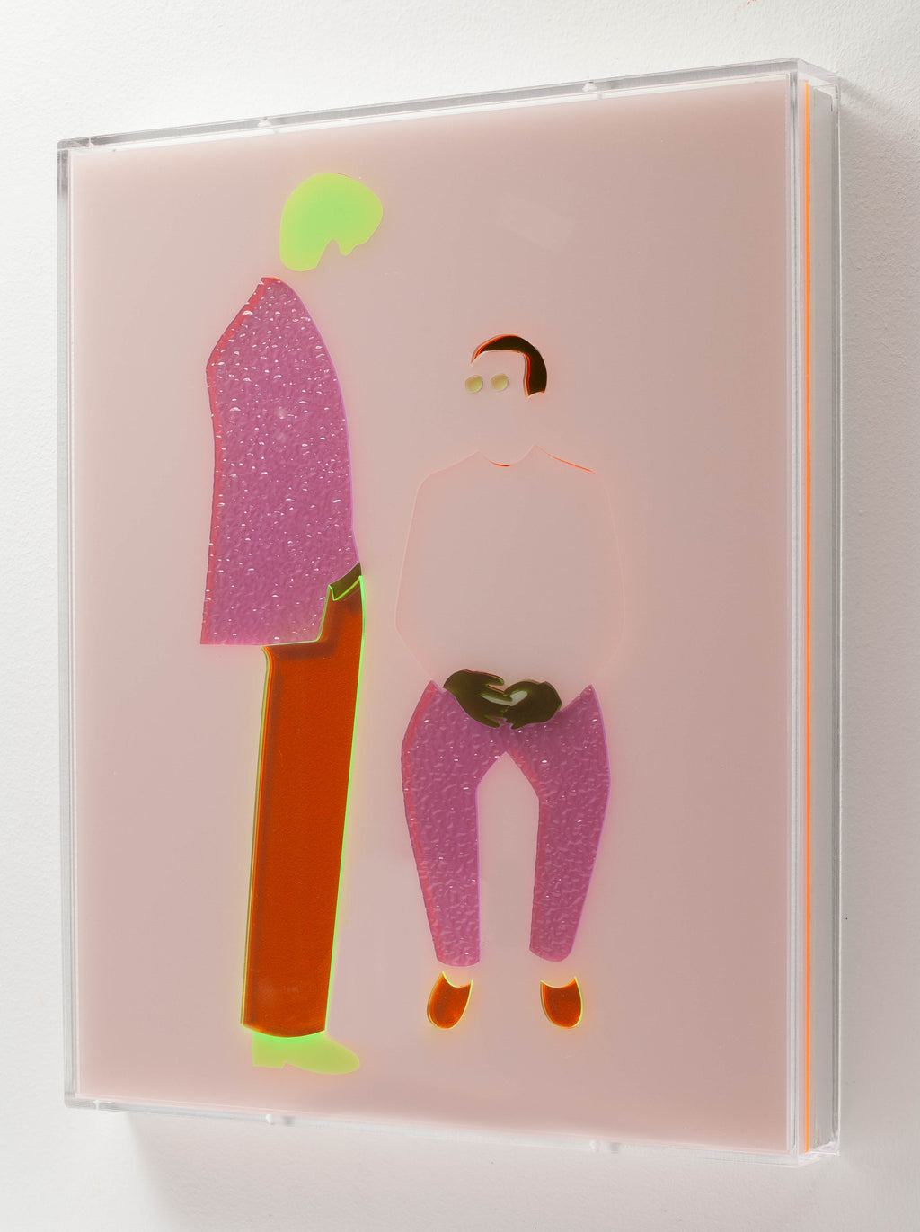 Mixed Media by Dana Bell titled "Two Talk One Stands One Sits (Pink, Orange and Yellow)" - 4.