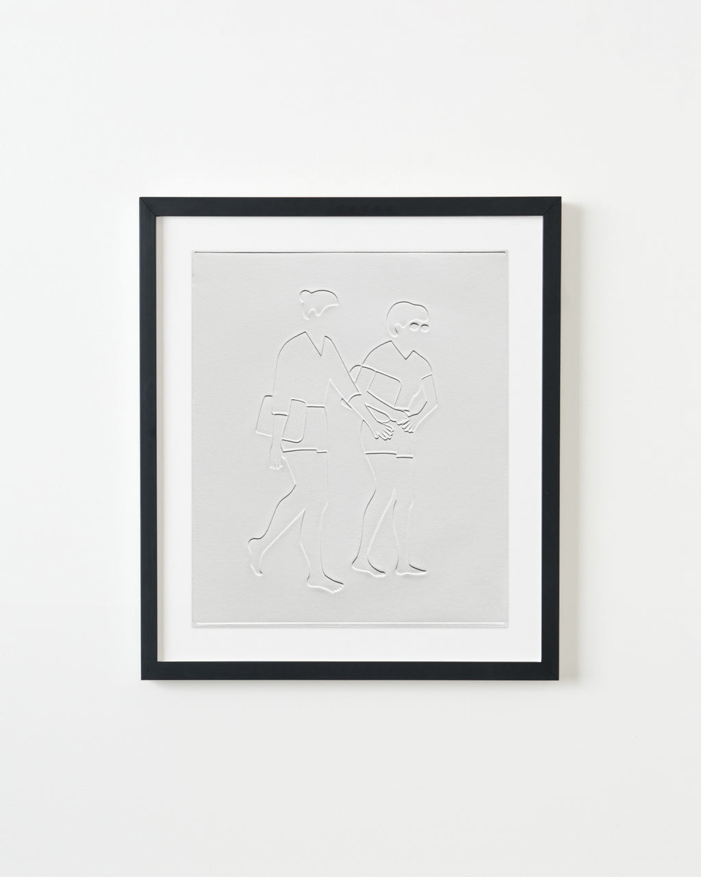 Print by Dana Bell titled "Two Walk Right With Bags" - 3.