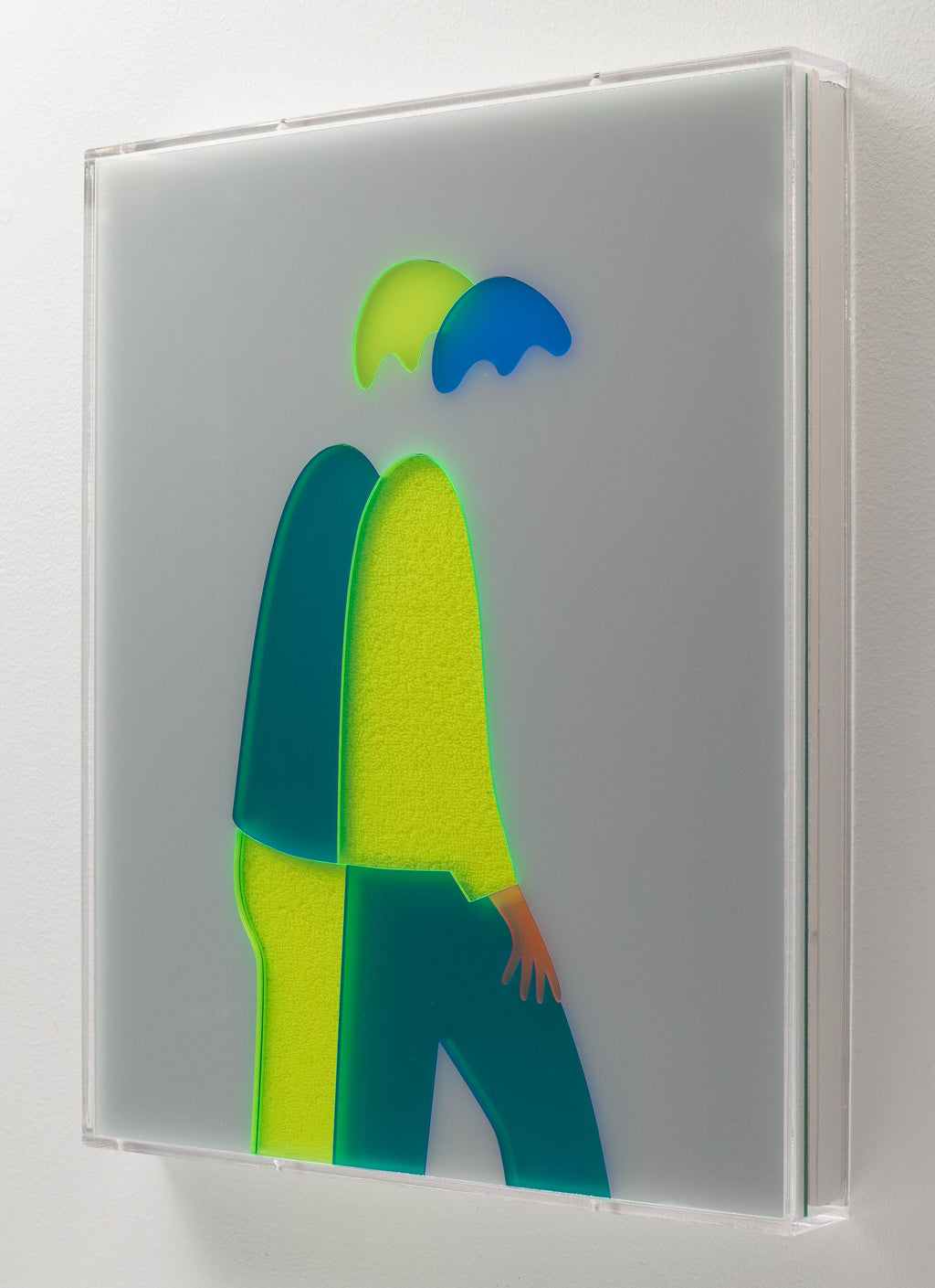 Mixed Media by Dana Bell titled "Two Walk to the Right, Looking Down (Grey, Green and Blue)" - 4.