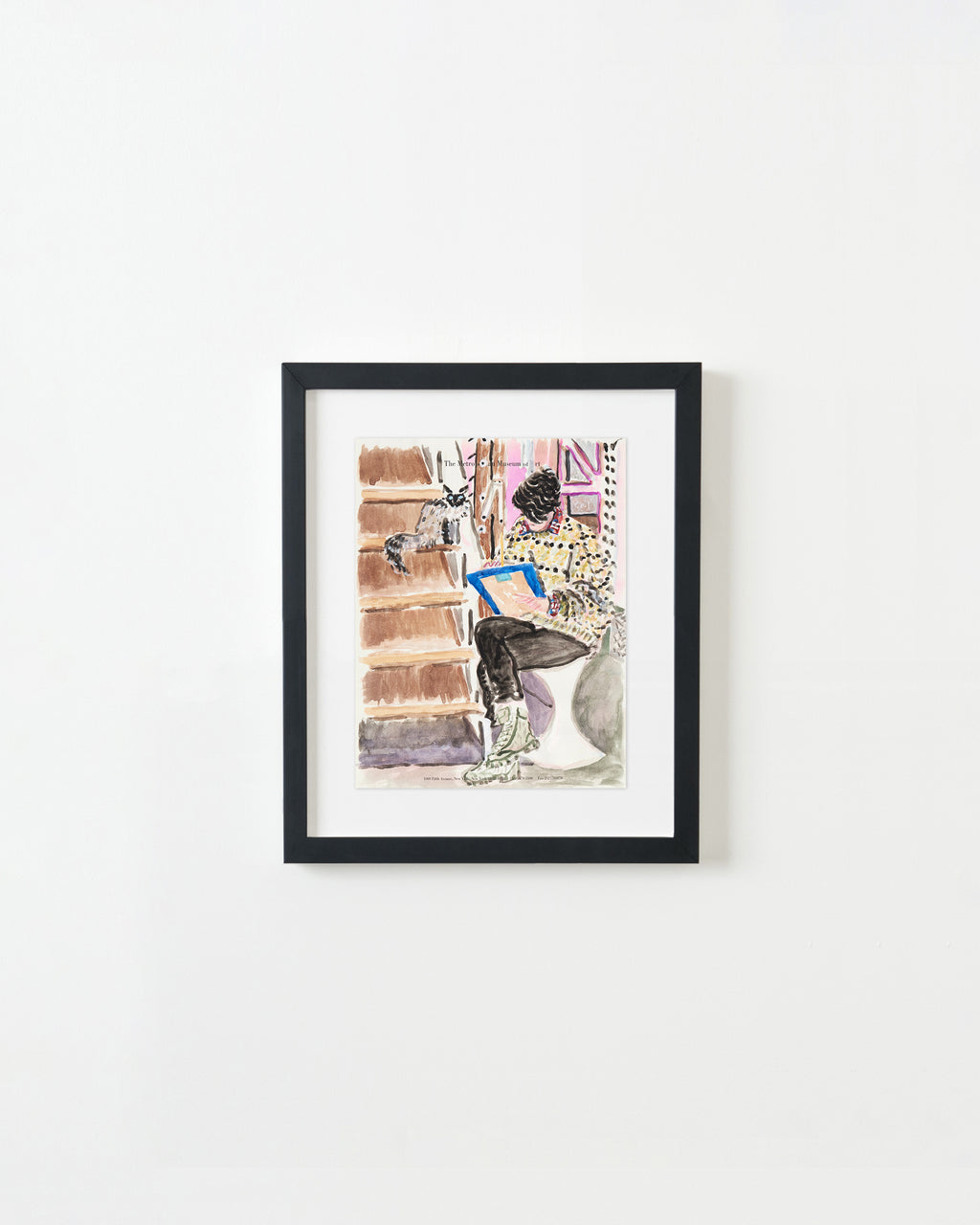 Drawing by David Rhoads titled "Artist Sketching with Cat" - 4.