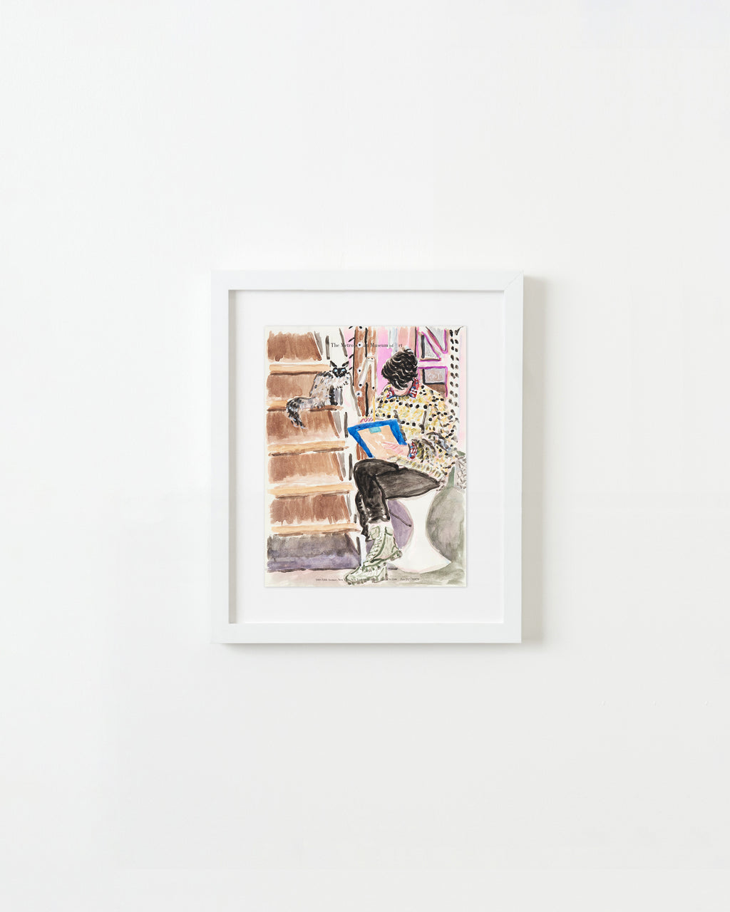 Drawing by David Rhoads titled "Artist Sketching with Cat" - 3.