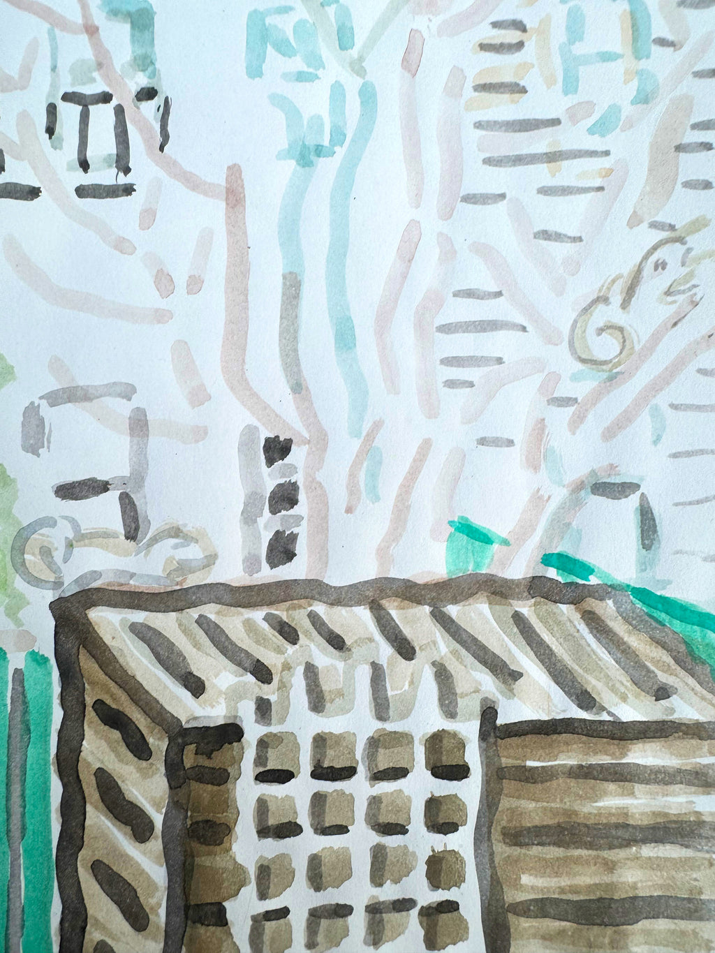 Painting by David Rhoads titled "Backyard" - 5.