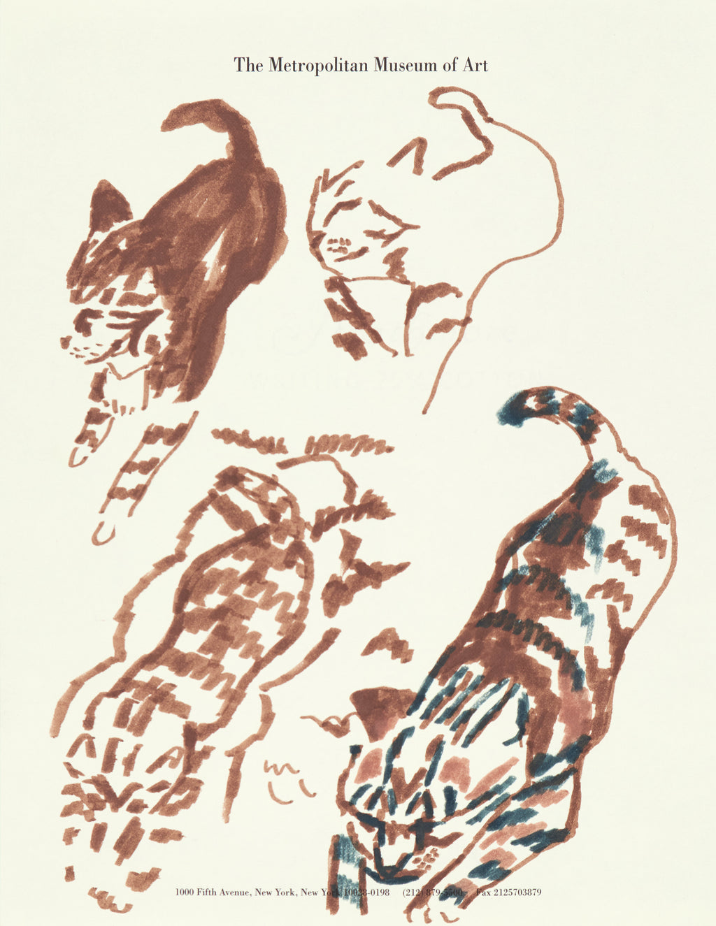 Drawing by David Rhoads titled "Cat Stretching" - 2.