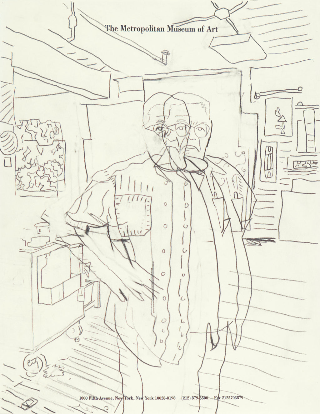 Drawing by David Rhoads titled "Garry Nolan in His Studio" - 2.