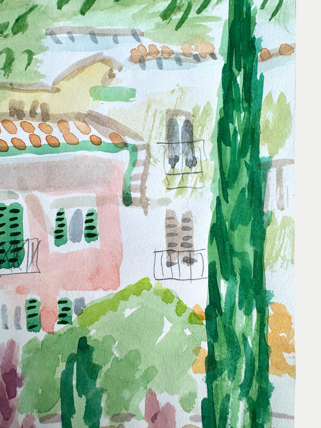 Painting by David Rhoads titled "Backyard Garden, Lake Como" - 6.