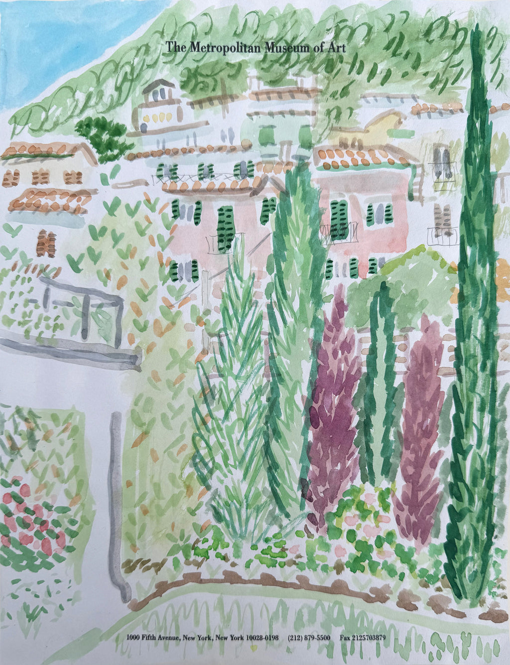 Painting by David Rhoads titled "Backyard Garden, Lake Como" - 2.