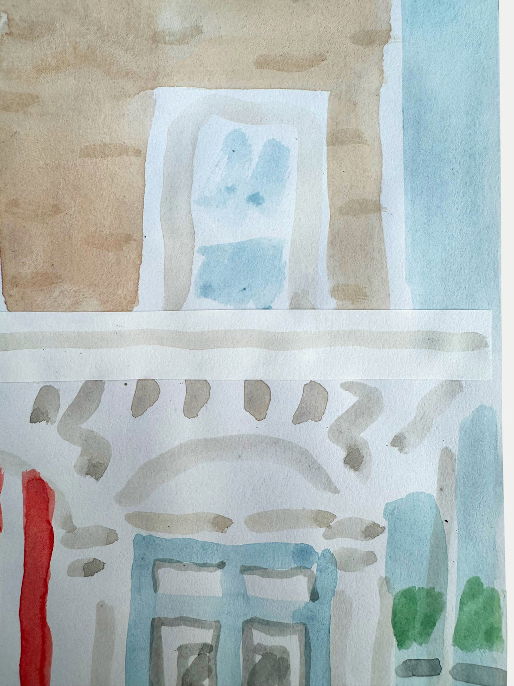 Painting by David Rhoads titled "Memorial Day, Park Slope, Brooklyn" - 5.