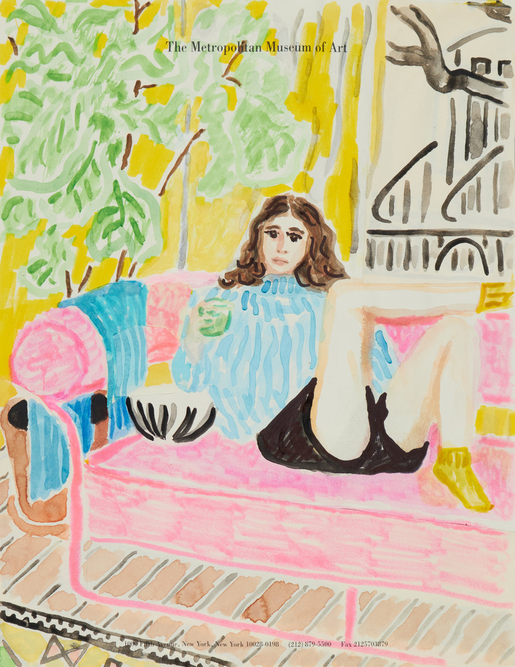 Drawing by David Rhoads titled "Pink Couch Margarita" - 2.