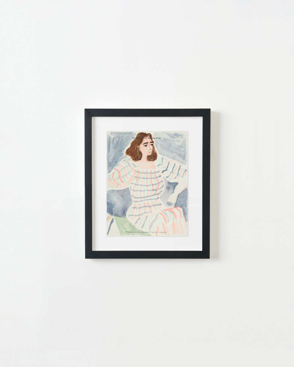 Drawing by David Rhoads titled "Woman in Striped Dress" - 4.