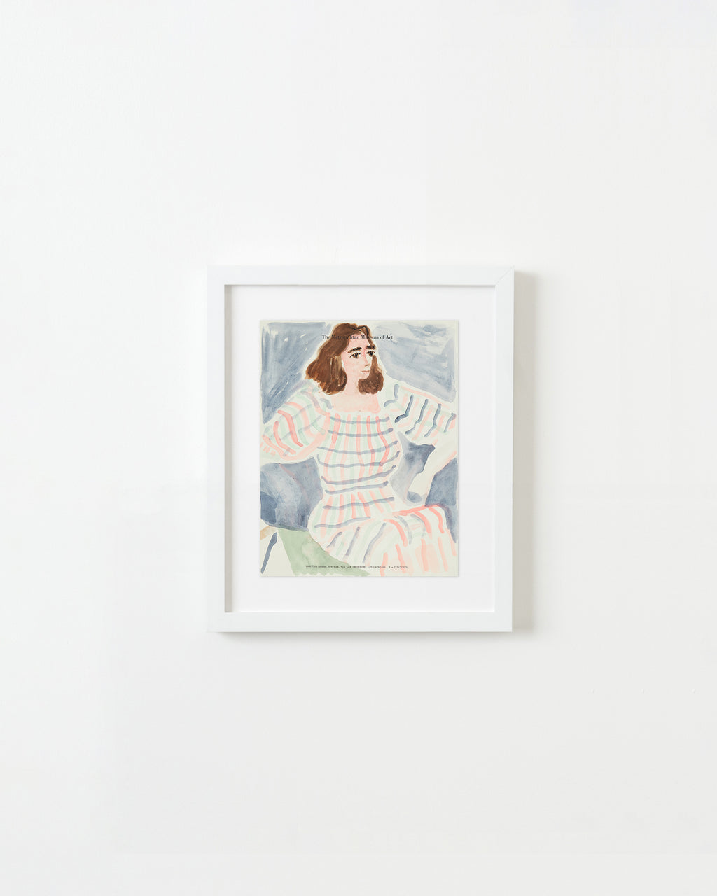 Drawing by David Rhoads titled "Woman in Striped Dress" - 3.