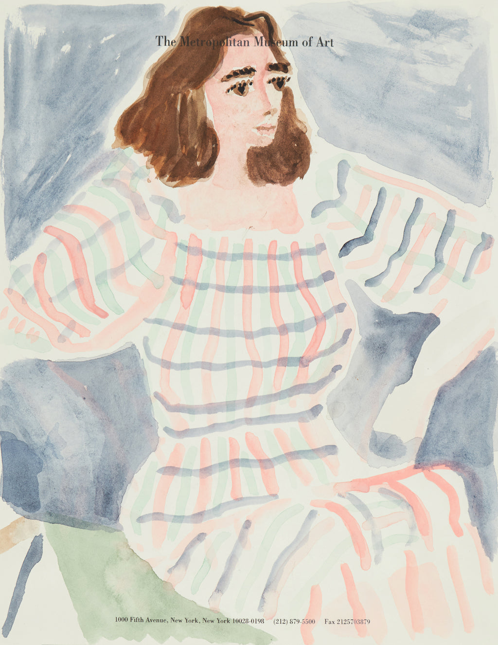 Drawing by David Rhoads titled "Woman in Striped Dress" - 2.
