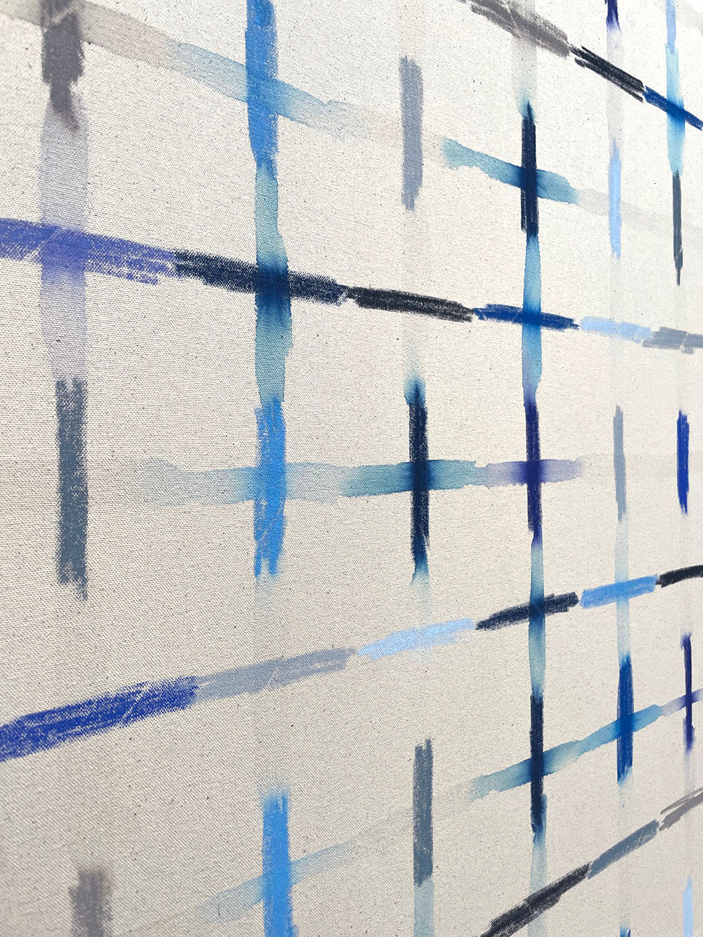 Painting by Devon Reina titled "Tick Tock in Blue" - 3.