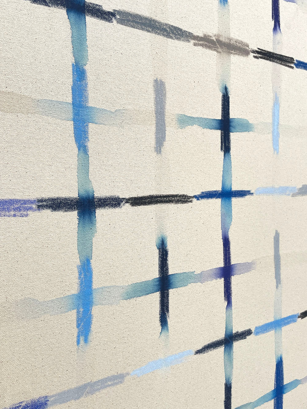 Painting by Devon Reina titled "Tick Tock in Blue" - 4.