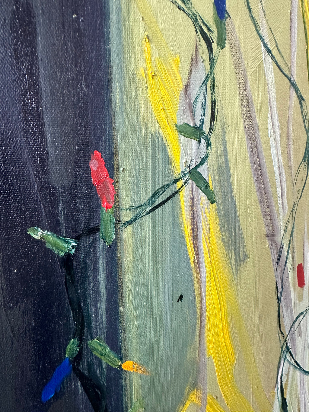 Painting by Diana Delgado titled "Christmas Lights in Corner" - 3.