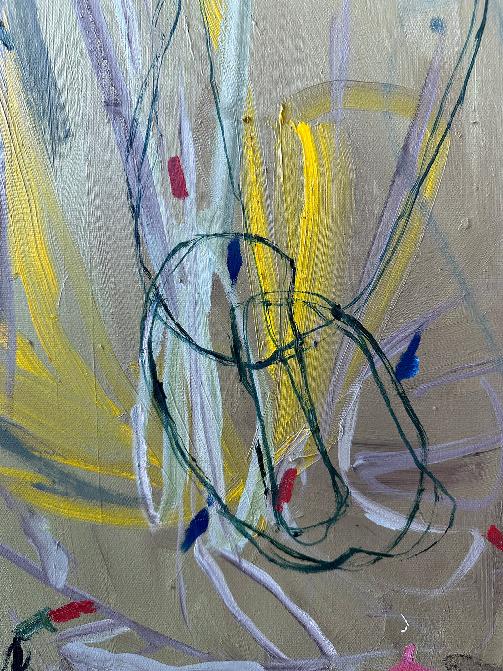 Painting by Diana Delgado titled "Christmas Lights in Corner" - 5.