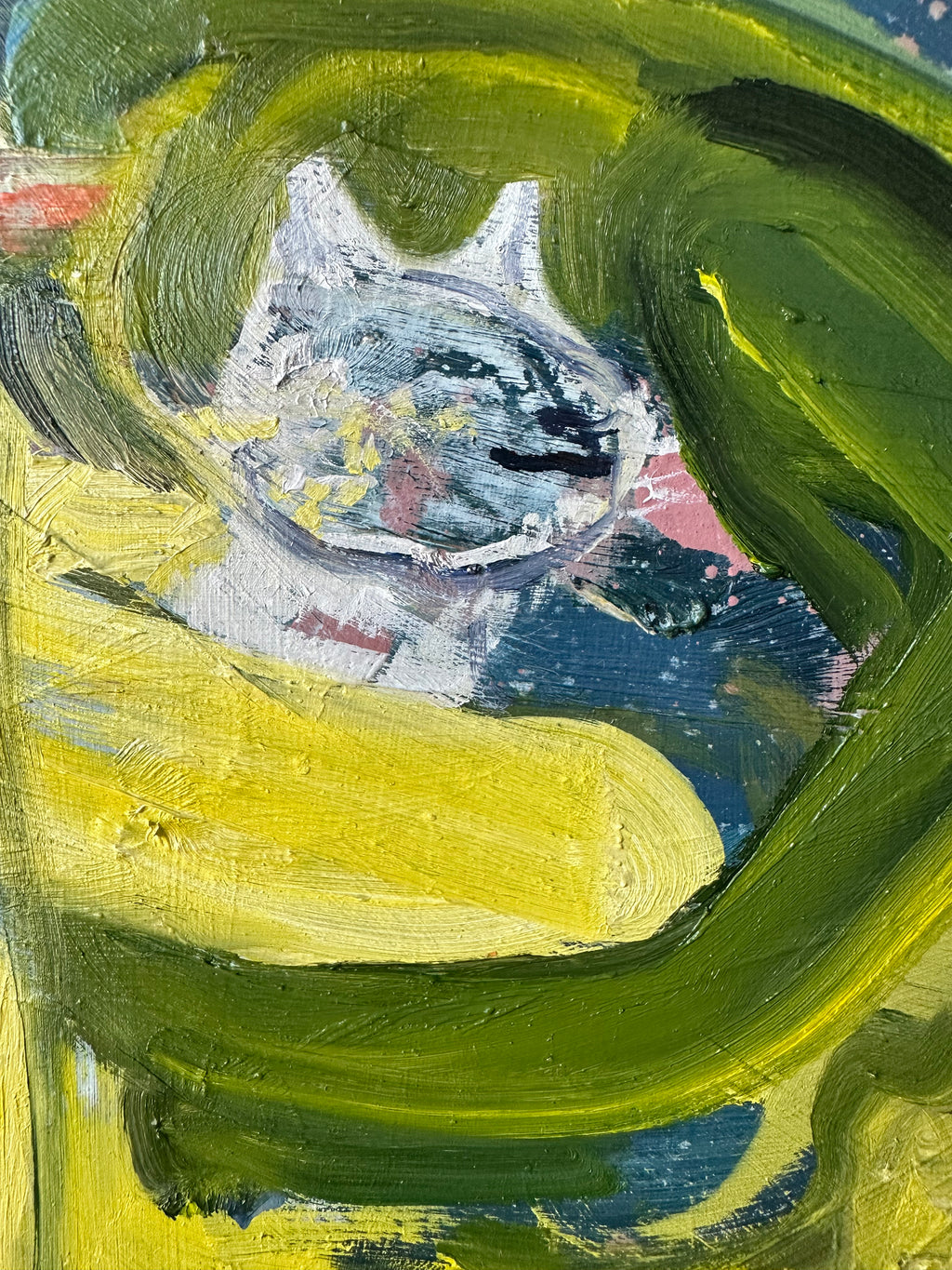 Painting by Diana Delgado titled "Hug (smiling cat)" - 3.