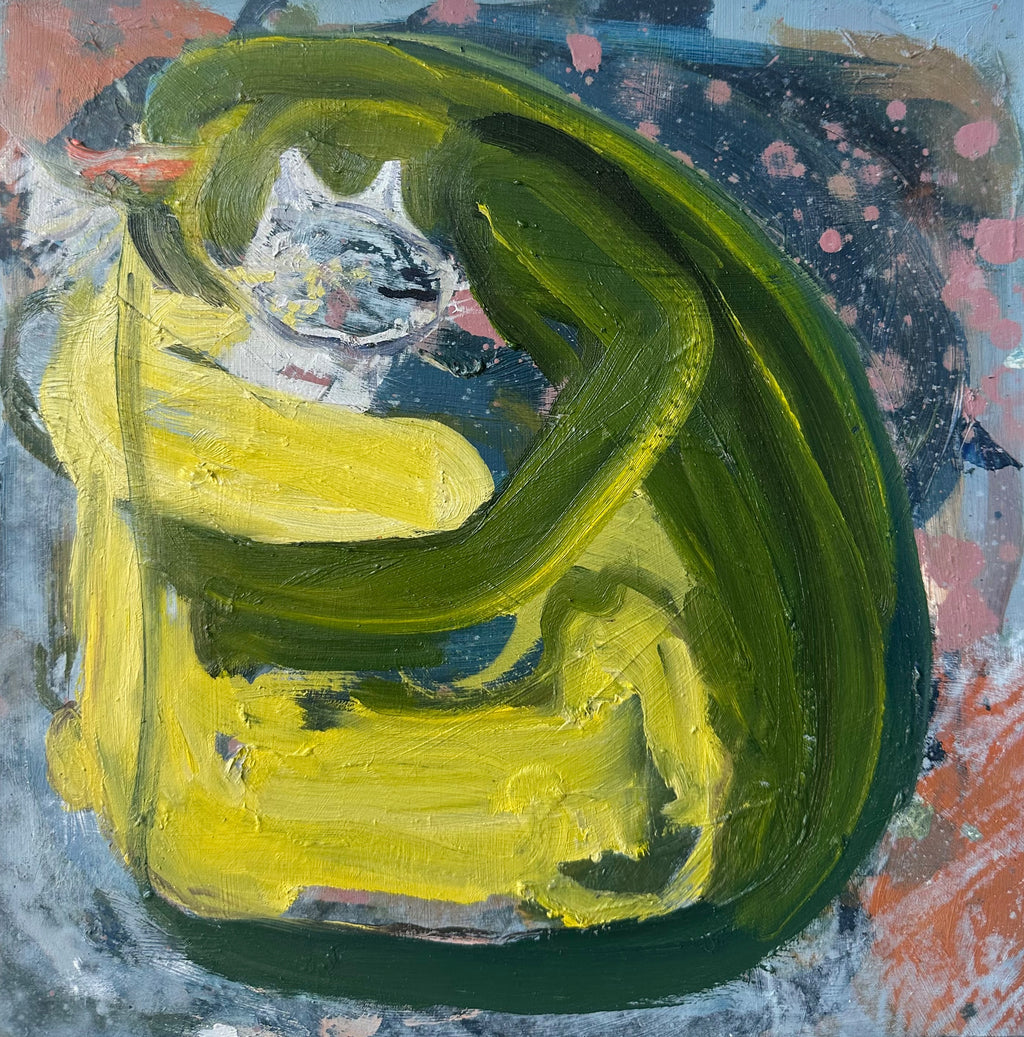 Painting by Diana Delgado titled "Hug (smiling cat)" - 2.