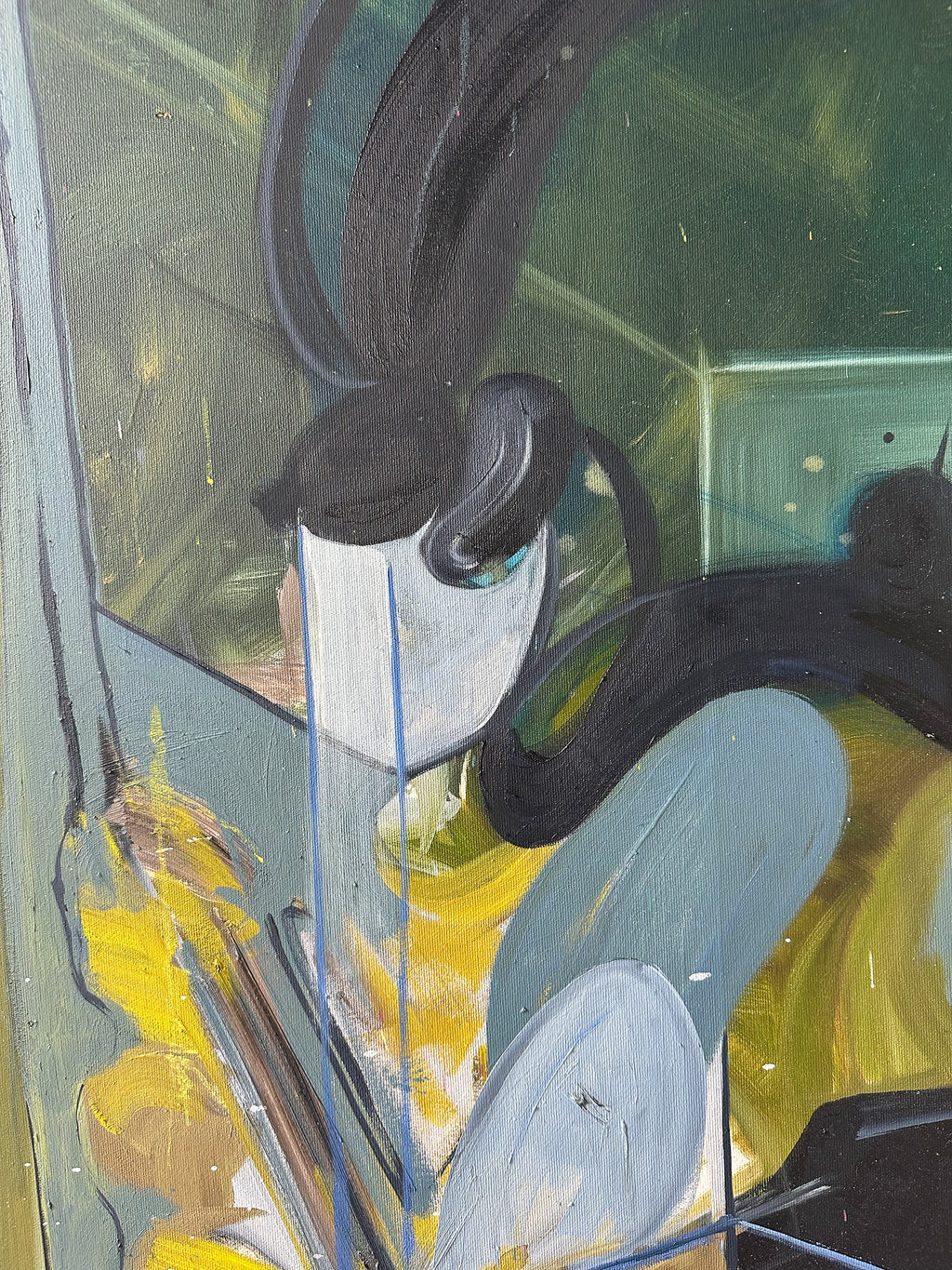 Painting by Diana Delgado titled "Interiors with Balloons (Dark)" - 5.