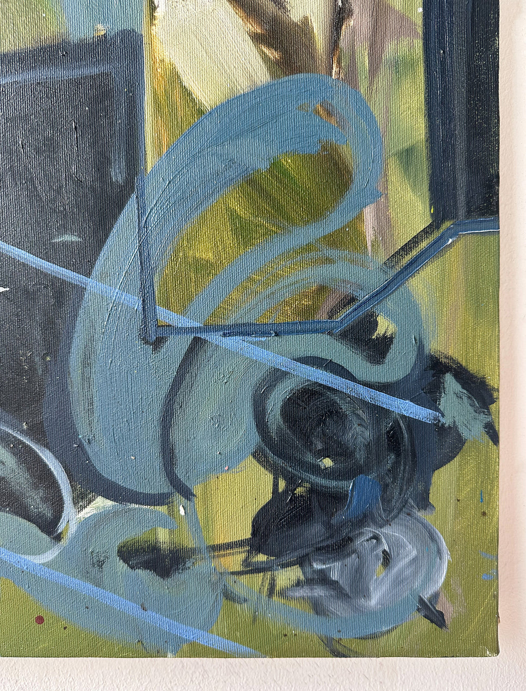 Painting by Diana Delgado titled "Interiors with Balloons (Dark)" - 8.