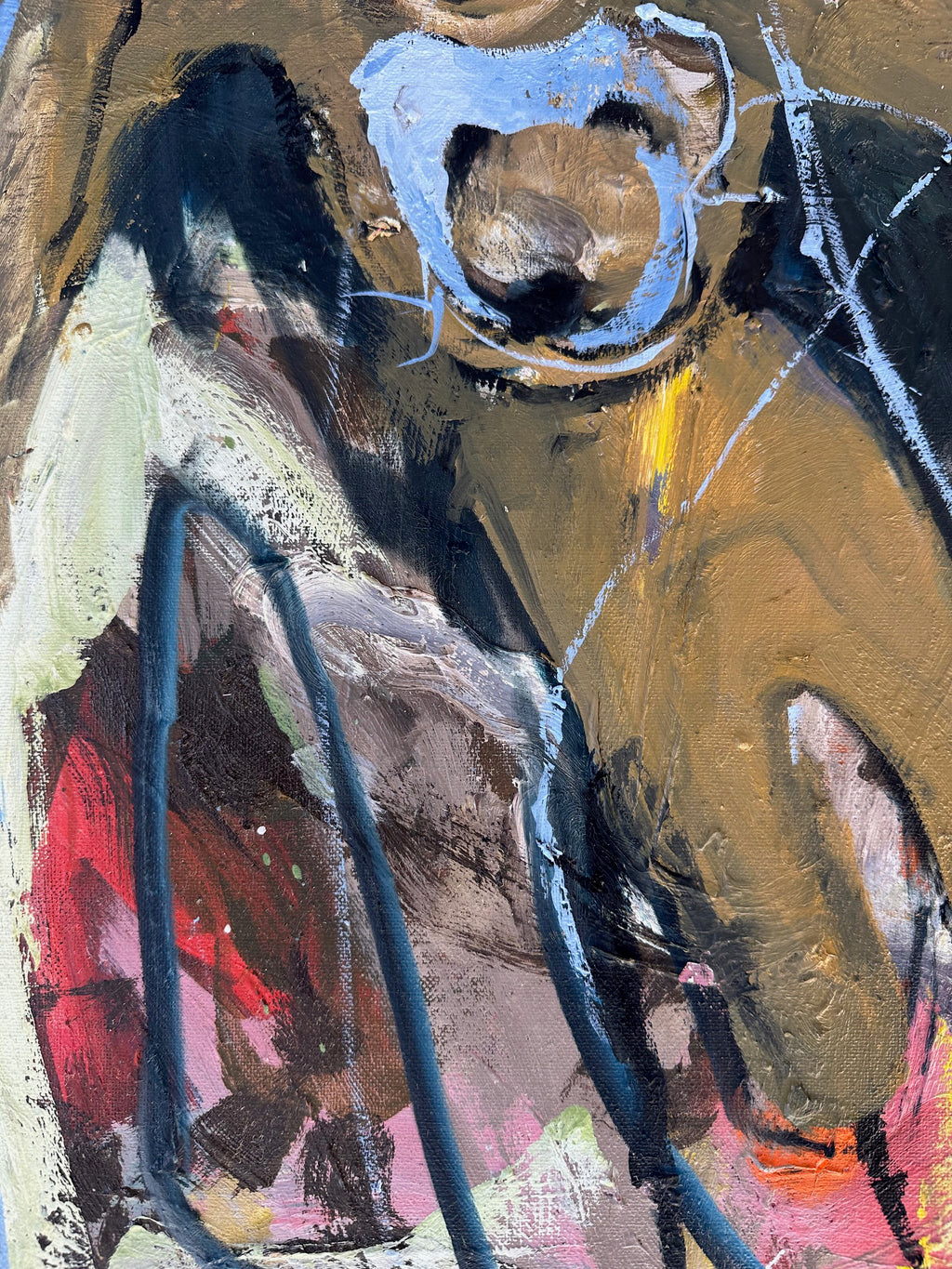 Painting by Diana Delgado titled "Puppy Legs" - 5.