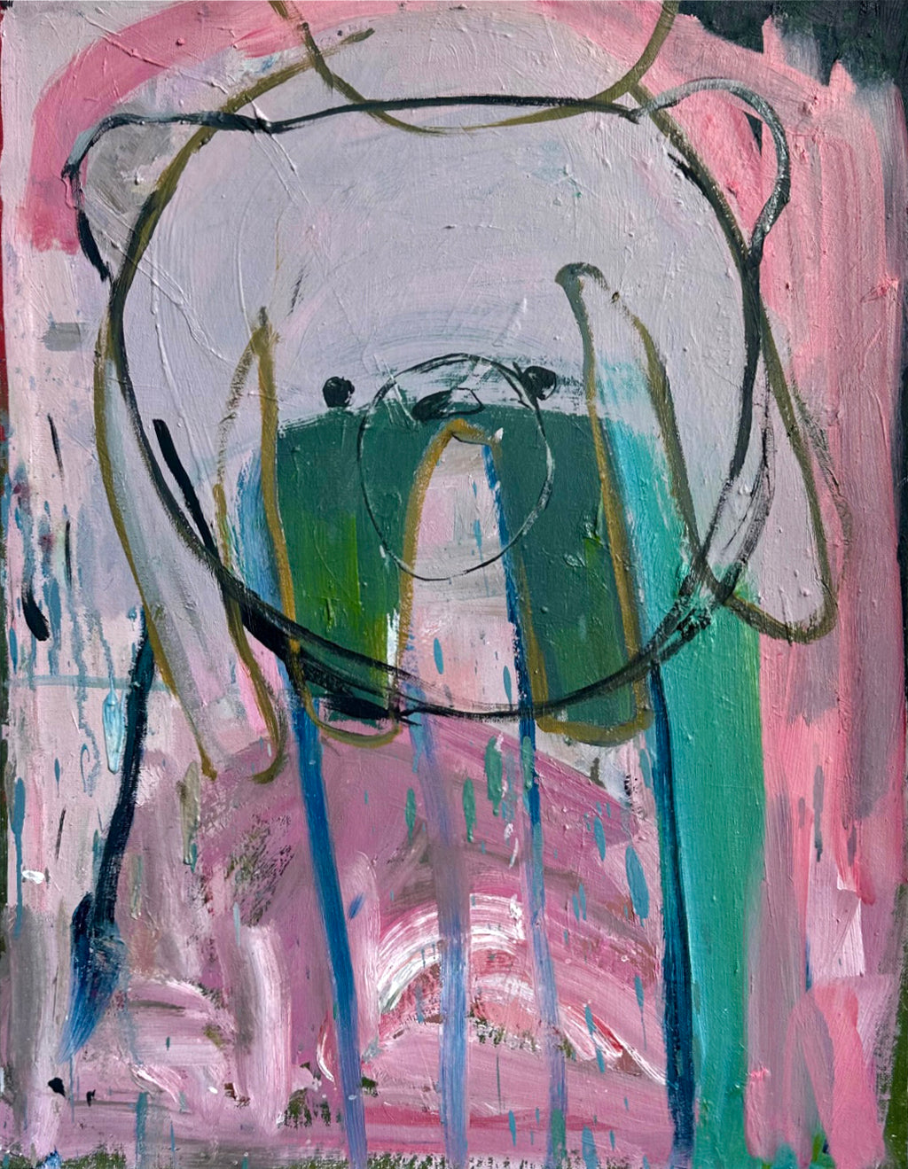 Painting by Diana Delgado titled "Teddy Bear (blue tail)" - 2.