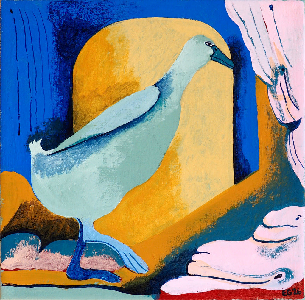 Painting by Emma Gerig titled "Back2Back Beak2Beak No.2" - 2.