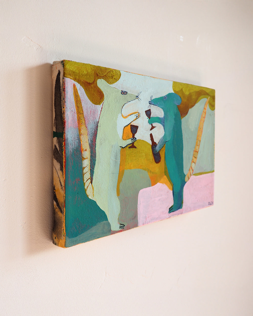 Painting by Emma Gerig titled "Drinks with Friend" - 3.