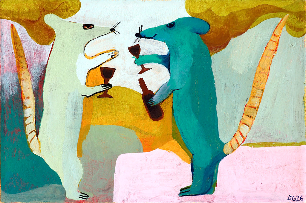 Painting by Emma Gerig titled "Drinks with Friend" - 2.