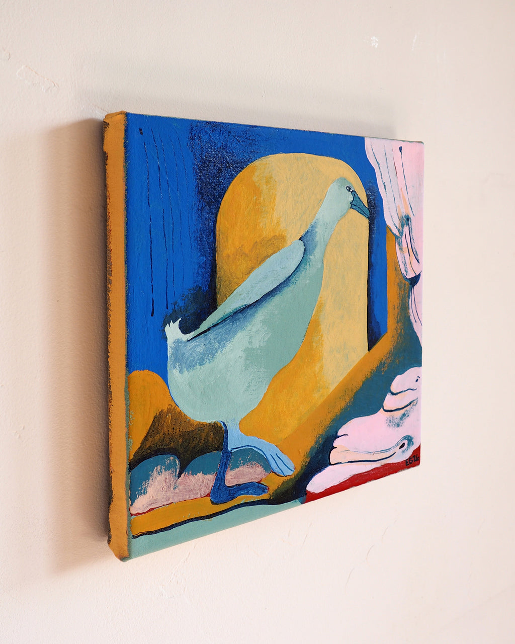 Painting by Emma Gerig titled "Back2Back Beak2Beak No.2" - 3.