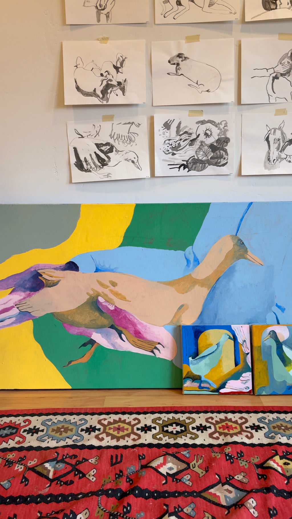 Painting by Emma Gerig titled "Duck In Hand" - 3.