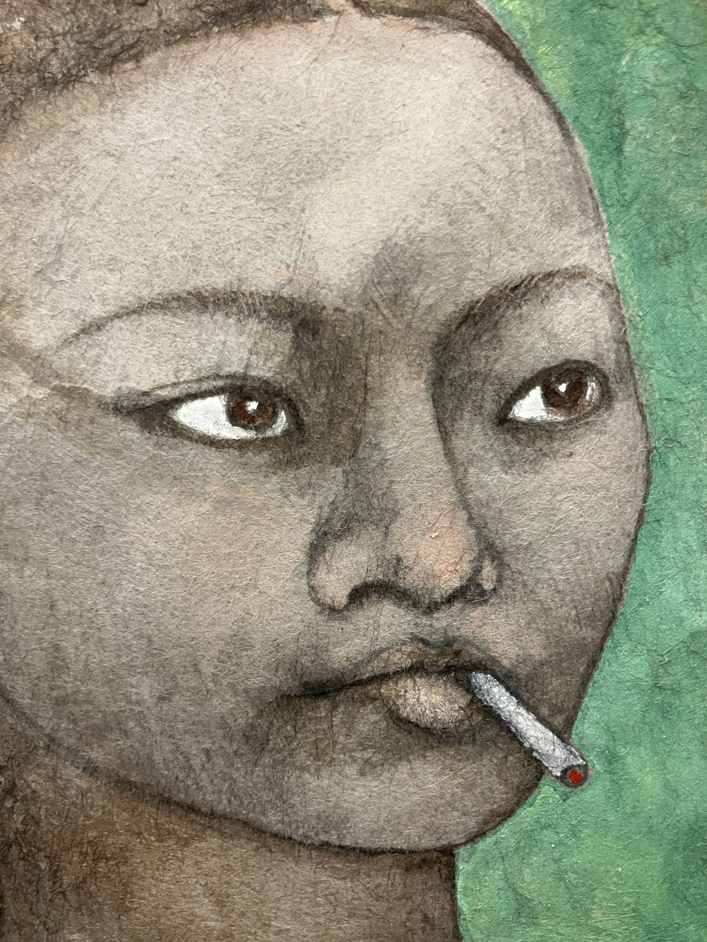 Drawing by Fay Ku titled "Cigarette-Smoking Woman" - 4.