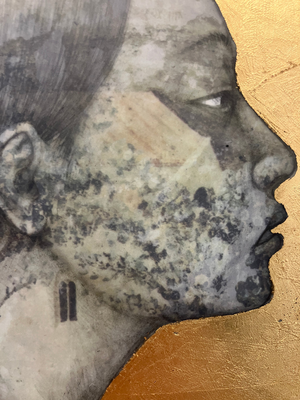 Mixed Media by Fay Ku titled "Untitled (Renaissance Profile Portrait)" - 3.
