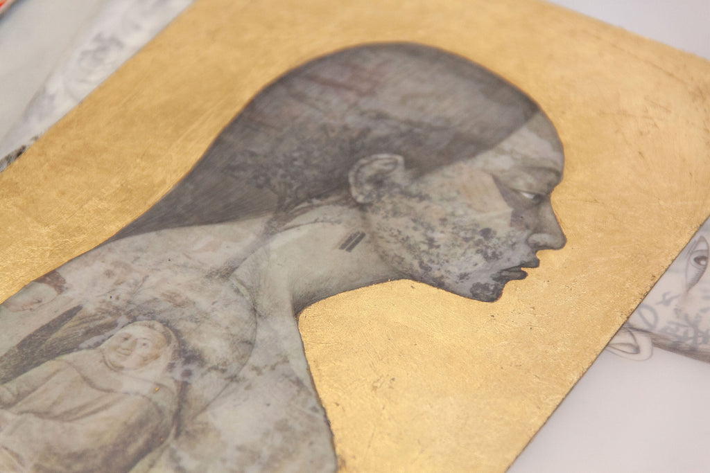 Mixed Media by Fay Ku titled "Untitled (Renaissance Profile Portrait)" - 7.