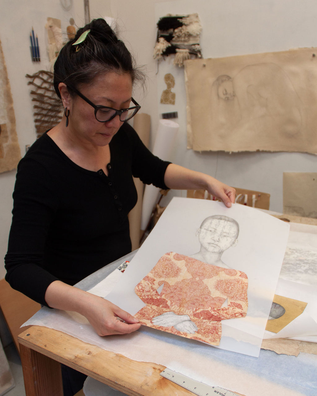 Mixed Media by Fay Ku titled "Untitled Portrait" - 3.