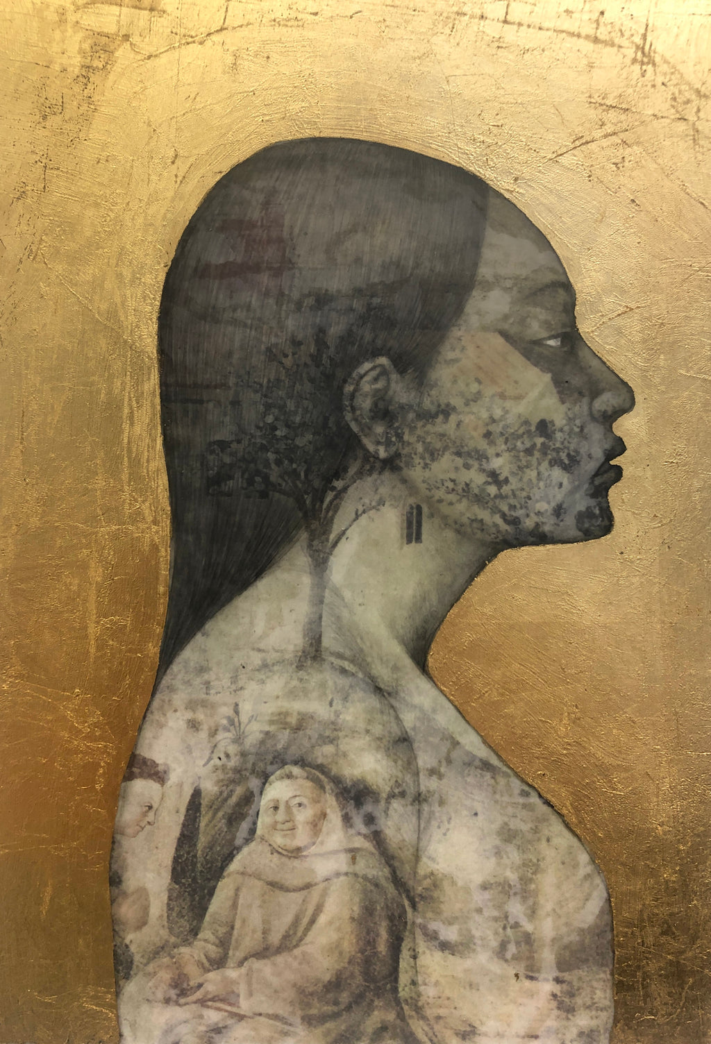 Mixed Media by Fay Ku titled "Untitled (Renaissance Profile Portrait)" - 2.