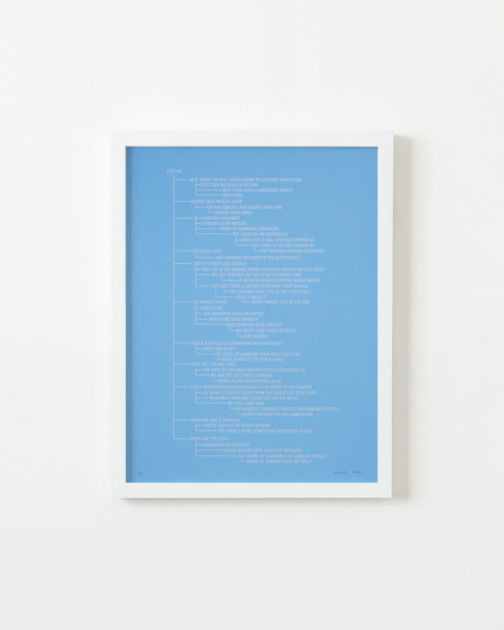 Print by Ben Skinner titled "Blue 1.  From the Kiss Me Flow Chart (Blue Series)" - 1.