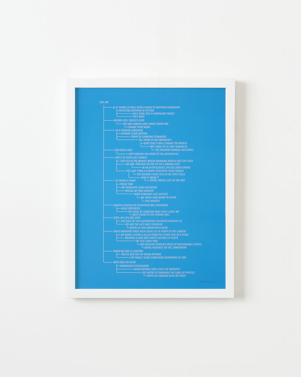 Print by Ben Skinner titled "Blue 2. From the Kiss Me Flow Chart (Blue Series)" - 1.