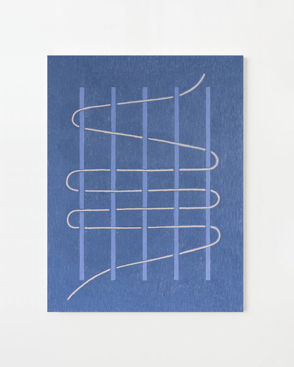 Painting by Aschely Vaughan Cone titled "Tabby Weave I, Periwinkle and Cream Thread" - 1.