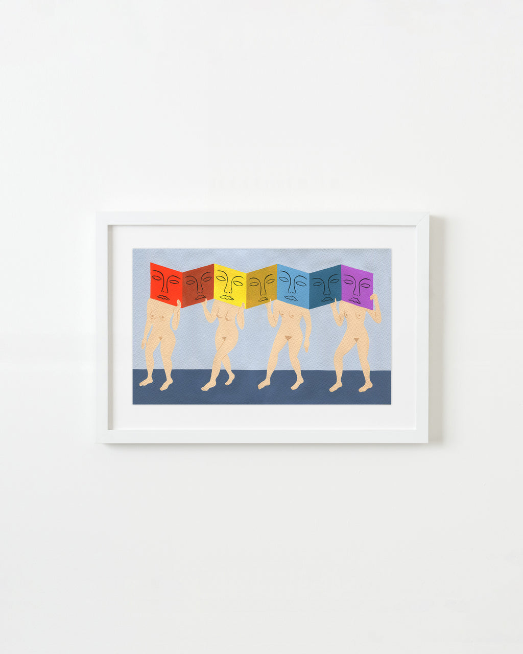 Painting by Rachel Levit Ruiz titled "Caras Arcoiris" - 1.