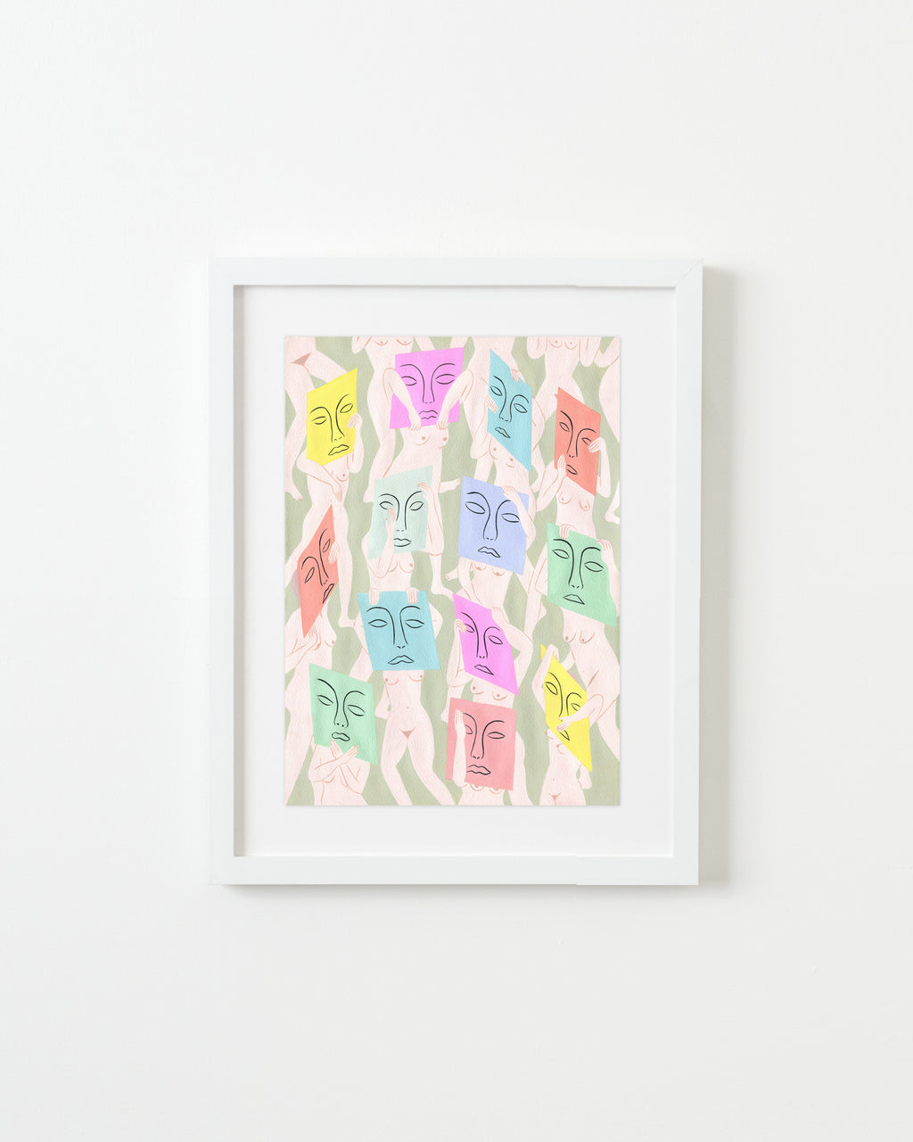 Painting by Rachel Levit Ruiz titled "Caras Pastel" - 1.