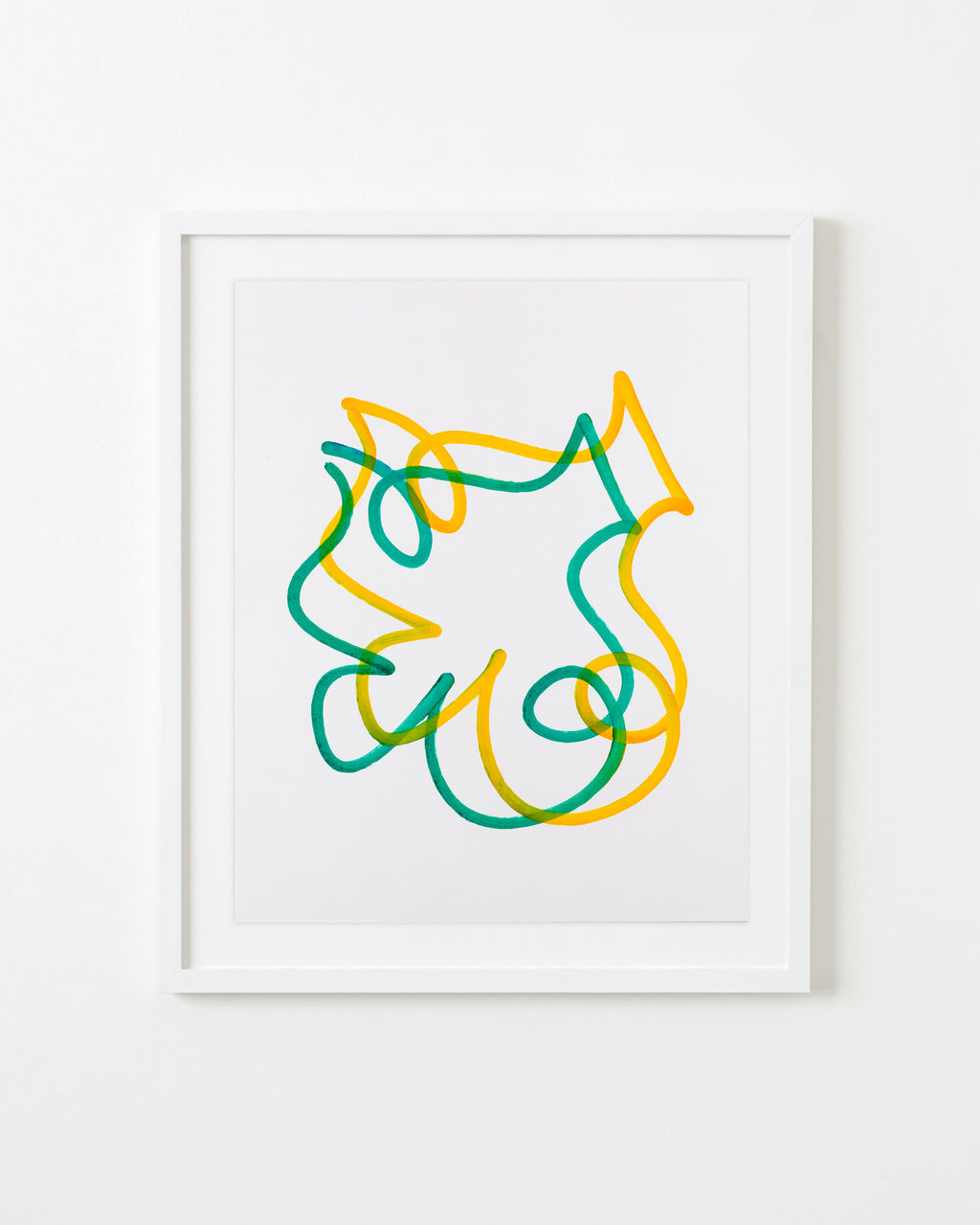 Drawing by Chad Kouri titled "Jazz Movement Study Double (Green & Yellow)" - 1.