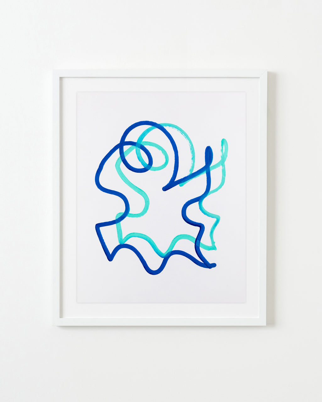 Drawing by Chad Kouri titled "Jazz Movement Study Double (Mint Green & Blue)" - 1.