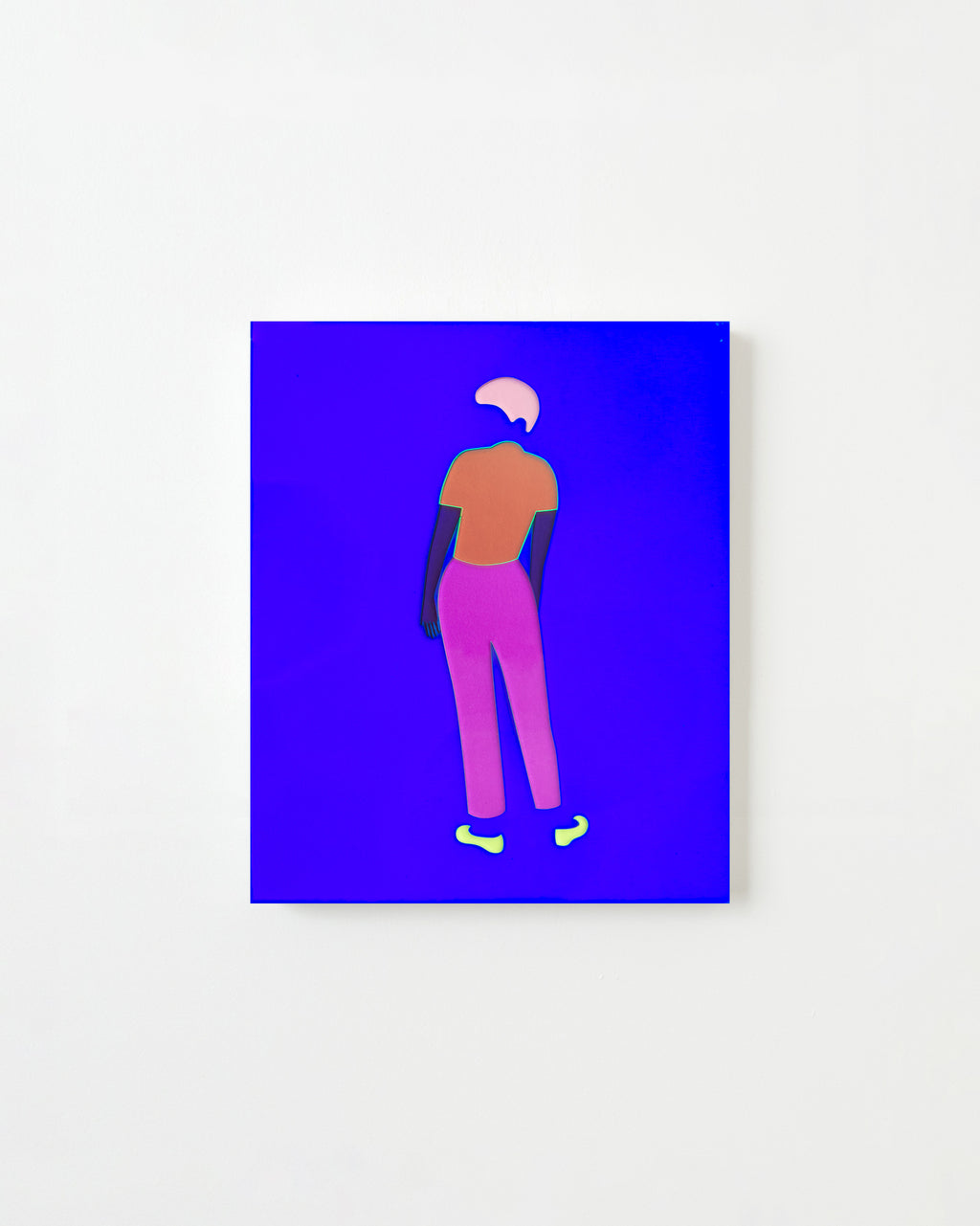 Mixed Media by Dana Bell titled "Looking Over Left Shoulder (Blue, Pink and Orange)" - 1.