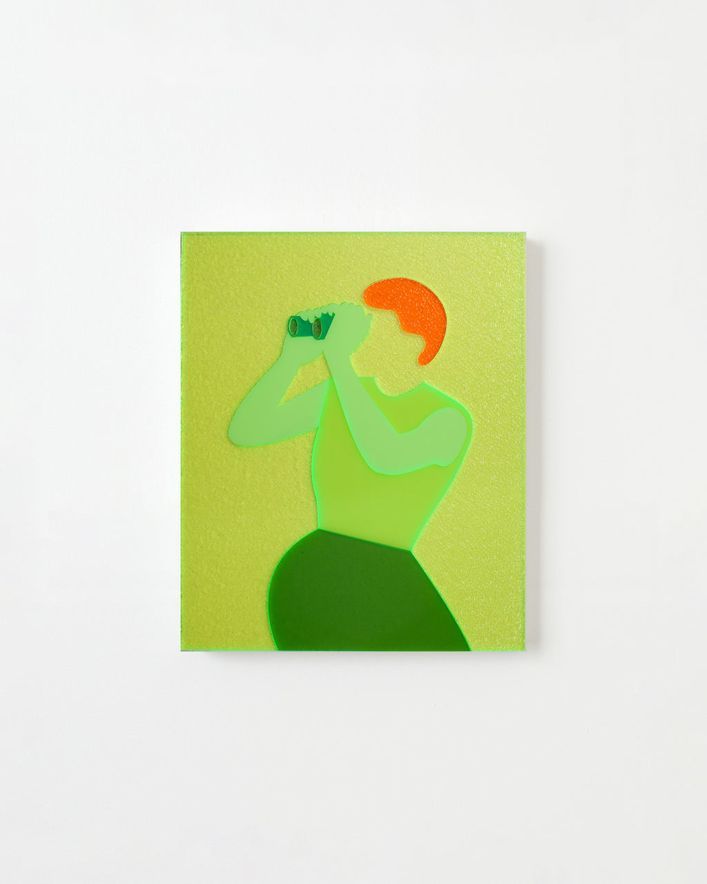 Mixed Media by Dana Bell titled "Looking Through Binoculars to the Left, Sitting (Yellow, Green and Orange)" - 1.